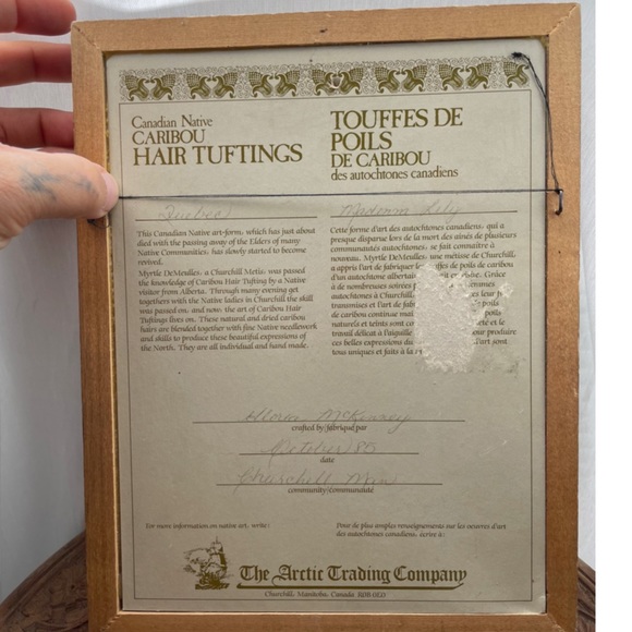 Antique frame of handmade Canadien native caribou haïr tufting - Picture 5 of 9